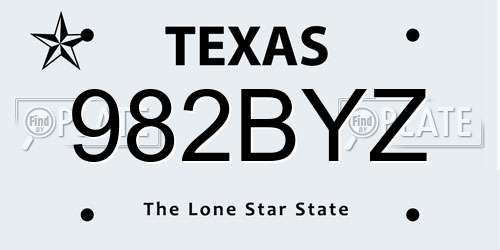 982BYZ Texas License Plate