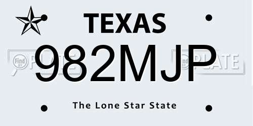 982MJP Texas License Plate