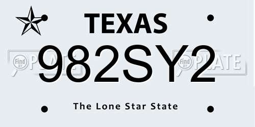 982SY2 Texas License Plate