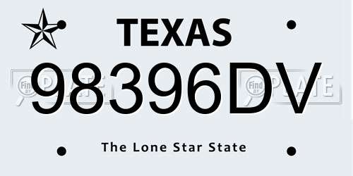 98396DV Texas License Plate
