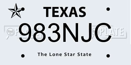983NJC Texas License Plate