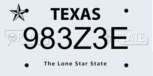 983Z3E Texas License Plate
