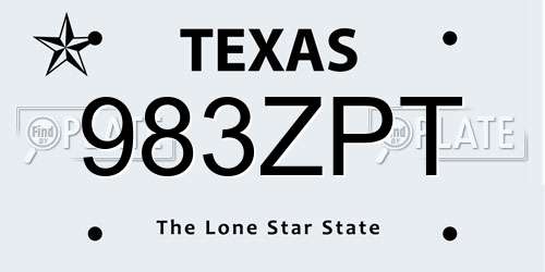 983ZPT Texas License Plate