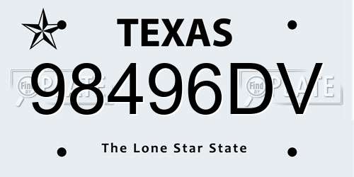 98496DV Texas License Plate