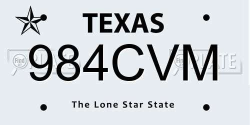 984CVM Texas License Plate