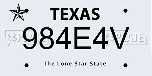 984E4V Texas License Plate