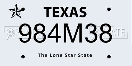 984M38 Texas License Plate