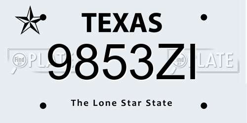 9853ZI Texas License Plate
