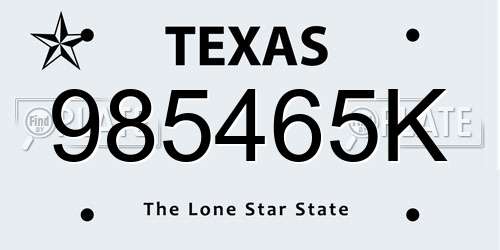 985465K Texas License Plate