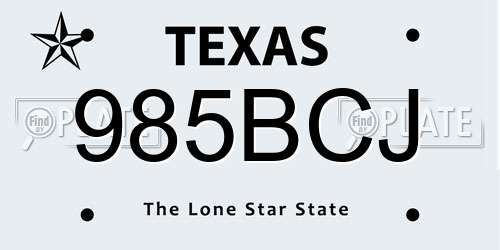 985BCJ Texas License Plate