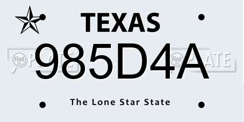 985D4A Texas License Plate