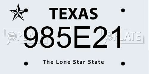 985E21 Texas License Plate