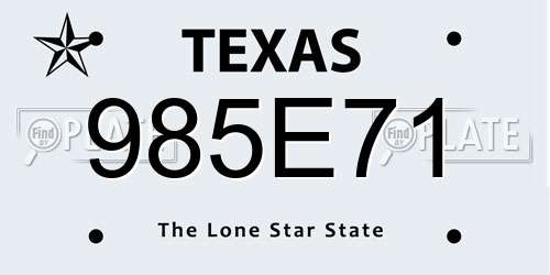 985E71 Texas License Plate