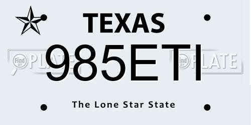 985ETI Texas License Plate