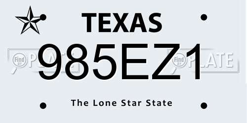 985EZ1 Texas License Plate