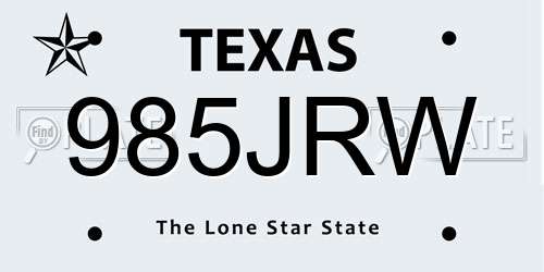 985JRW Texas License Plate