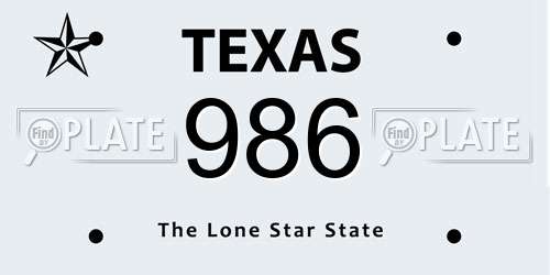 986 Texas License Plate