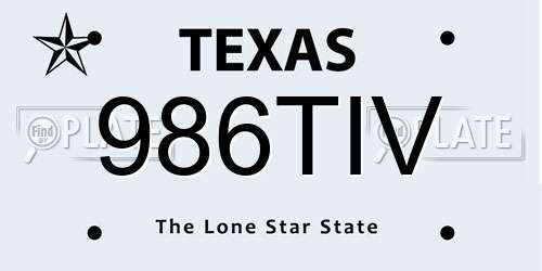986TIV Texas License Plate