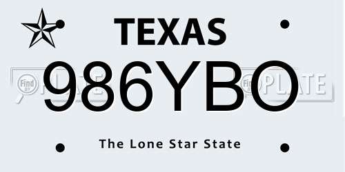 986YBO Texas License Plate