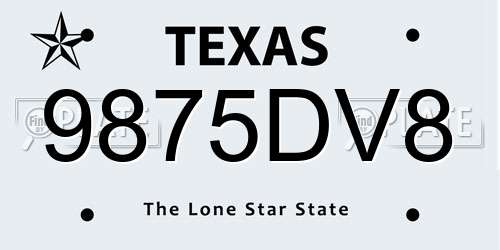 9875DV8 Texas License Plate