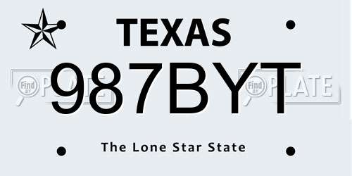 987BYT Texas License Plate