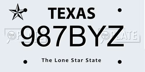 987BYZ Texas License Plate