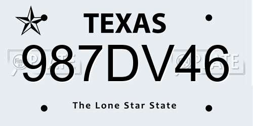987DV46 Texas License Plate