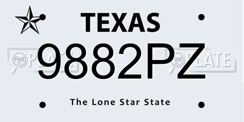 9882PZ Texas License Plate