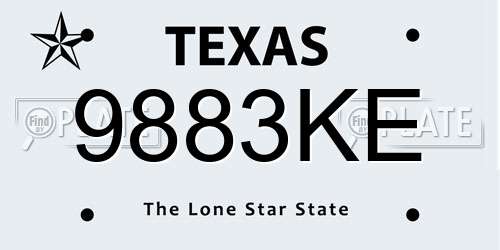 9883KE Texas License Plate