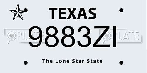 9883ZI Texas License Plate