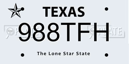 988TFH Texas License Plate
