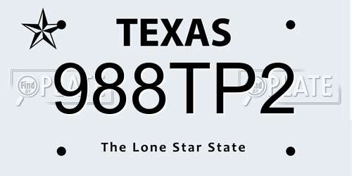 988TP2 Texas License Plate