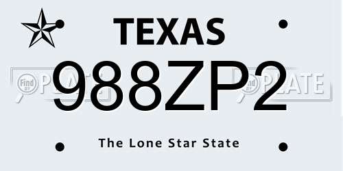 988ZP2 Texas License Plate