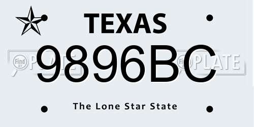 9896BC Texas License Plate