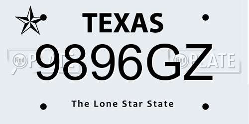 9896GZ Texas License Plate
