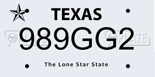 989GG2 Texas License Plate