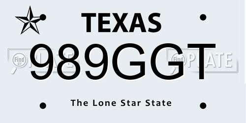 989GGT Texas License Plate