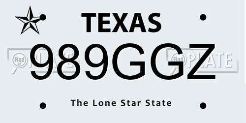 989GGZ Texas License Plate
