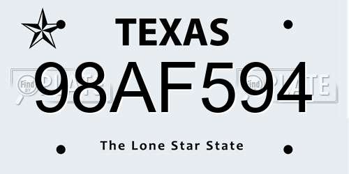 98AF594 Texas License Plate