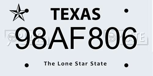 98AF806 Texas License Plate