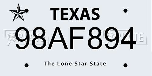 98AF894 Texas License Plate