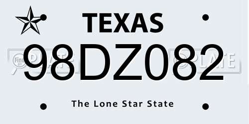 98DZ082 Texas License Plate