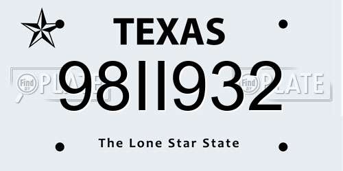 98II932 Texas License Plate