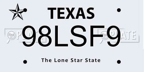 98LSF9 Texas License Plate