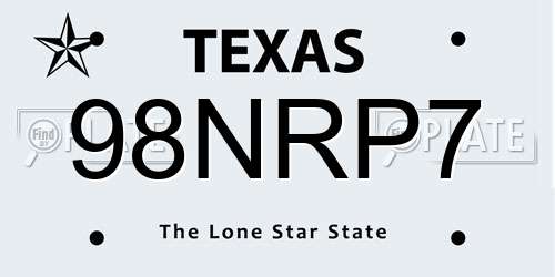 98NRP7 Texas License Plate