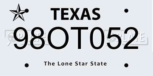 98OT052 Texas License Plate