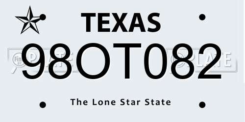98OT082 Texas License Plate