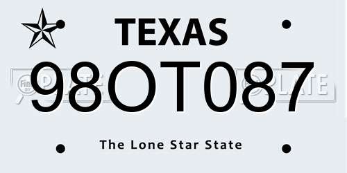 98OT087 Texas License Plate