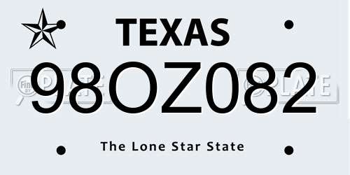 98OZ082 Texas License Plate