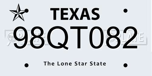 98QT082 Texas License Plate